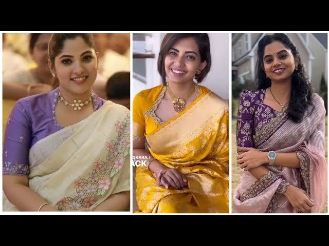 Simple Saree with Designer Blouses 2024 ||Classy Saree Blouse Designs 2024 ||#Latest Blouse Designs