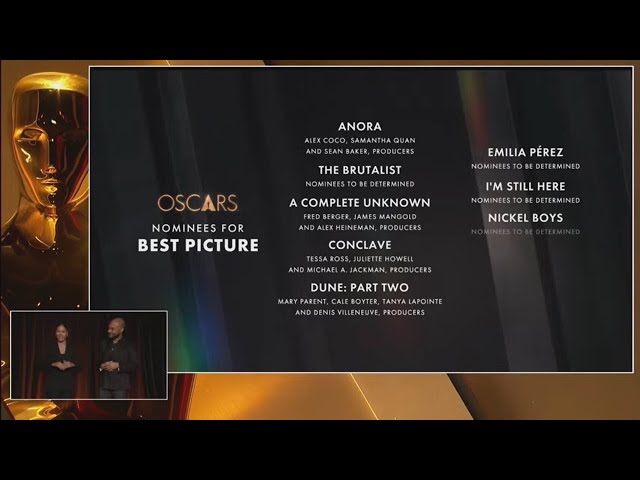 2025 Oscar nominations announced