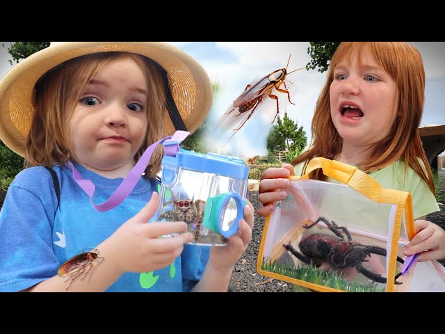 BUG CATCHiNG with NiKO and ADLEY!!  Learning about Rare Bugs found on pirate island irl & in Roblox