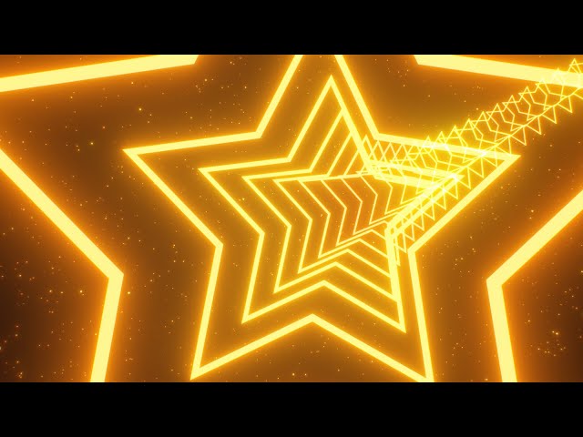 Flying Slowly Through Bright Glowing Gold Sparkle Yellow Star Tunnel 4K 60fps Wallpaper Background