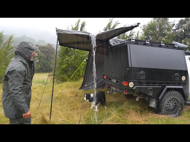 Rain Camping In Popup Car Tent