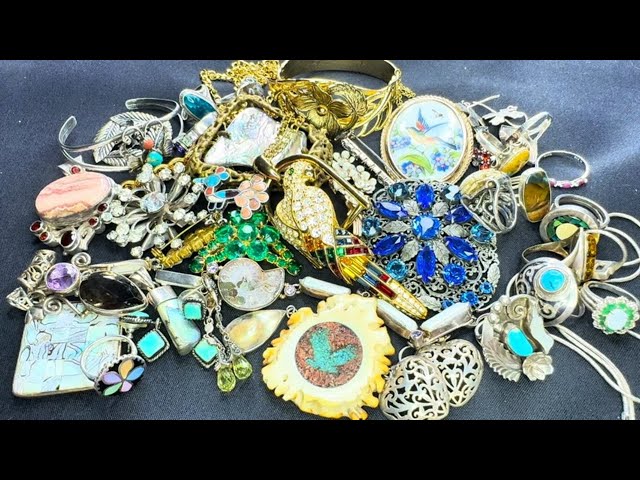 Amazing Flea Market Vintage Jewelry Finds!!  Sterling Silver Rings - Whiting Davis - Limoges