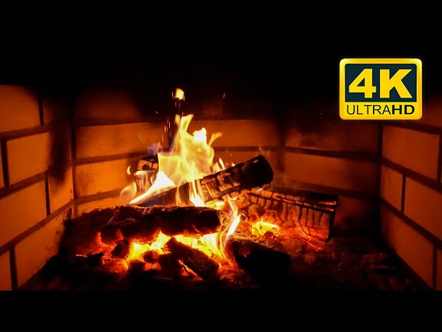 🔥 4K Fireplace Burning (NO ADS). Wood Burning (3 HOURS). Relaxing Fire & Crackling Fireplace Sounds