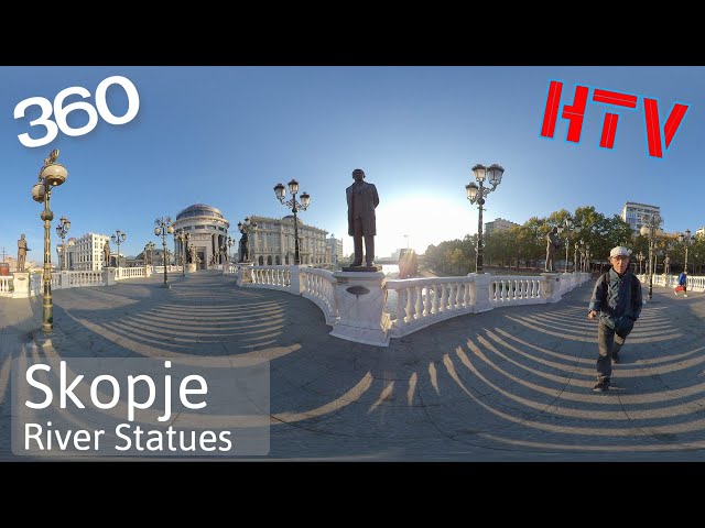 360VR Skopje River Statues