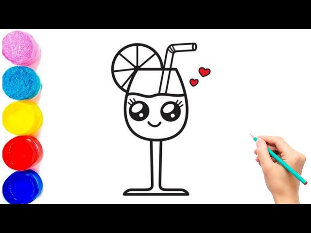 Drawing Cute Drink for Kids and Toddlers | Steps by step Tutorials | Coloring | How to Draw