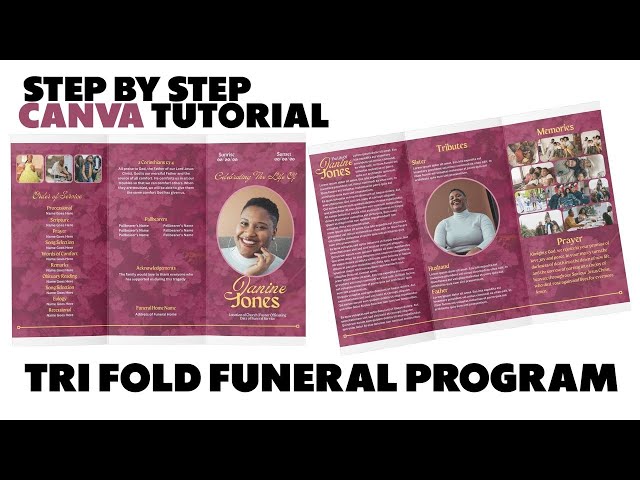 Trifold Funeral Program Template Tutorial in Canva Step by Step