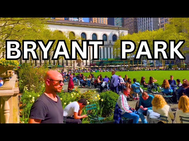 4K | NYC Virtual Walking Tour - Bryant Park Spring 2024 | USA