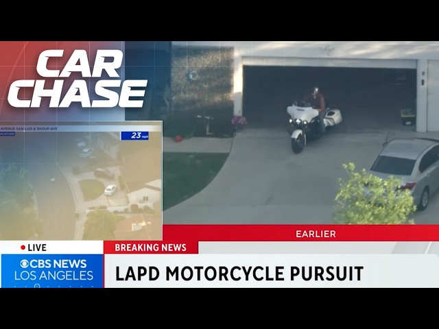 Police standoff turns into a motorcycle pursuit when suspect flees garage on motorcycle