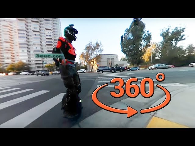 King Song 18L electric unicycle (EUC) in Westwood: S of Wilshire, to Beverly Hills ● 360° VR!