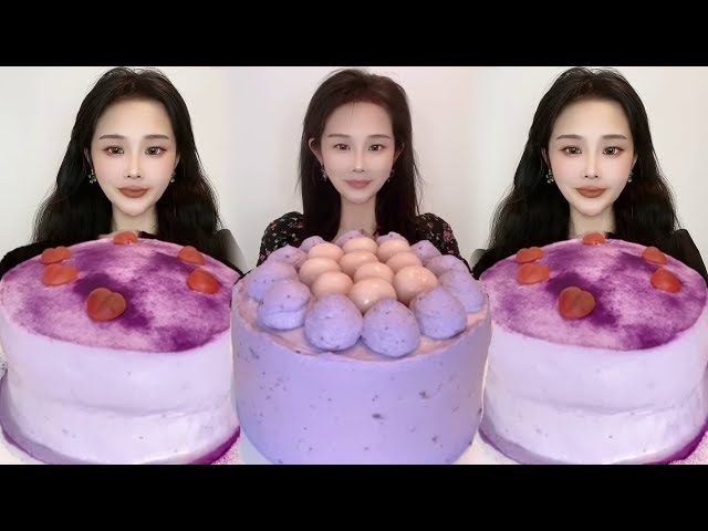 Asmr🍰Eating Taro Matcha Cake🍰 (Soft And Waxy Sound) 크림丨먹방丨Mukbang丨Satisfying丨Eatings