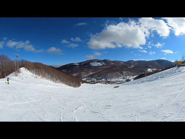 【VR360 4k】朝里川温泉スキー場　レッドリフト降り場→イエローコース