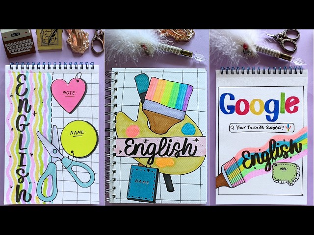 Stylish Front Page Ideas for English Subject 📚 | Make Your Notebook Shine