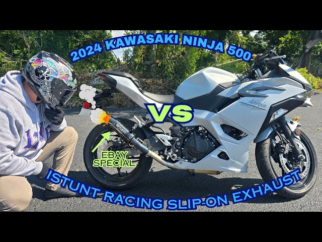 2024 Kawasaki Ninja 500 - Stock vs. iStunt Racing Slip-on Exhaust