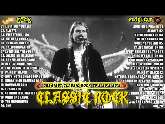 Metallica, Queen, ACDC, Aerosmith, U2, Guns N Roses, Bon Jovi Best Classic Rock Songs 🎸