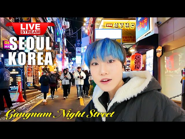 Live Korea Seoul 🇰🇷 Walk Tour Korea 🤩 Seoul Gangnam Night Street Walking Tour, Korean Food Street