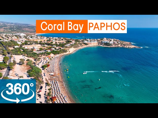 Coral Bay Paphos:  VR 360 Degree Drone Video. Cyprus