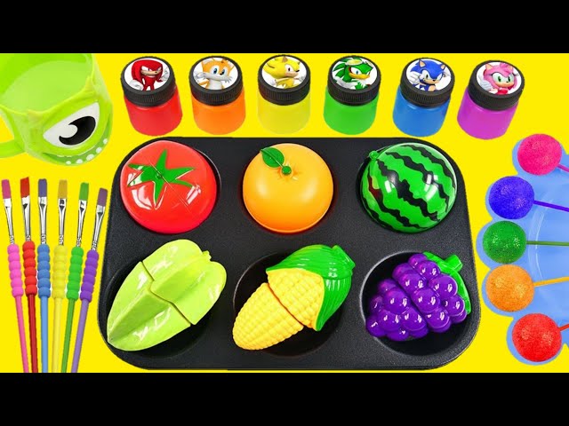 Satisfying Video l How to Make Small Fruit from Rainbow Glitter Lollipops & Cutting ASMR #14