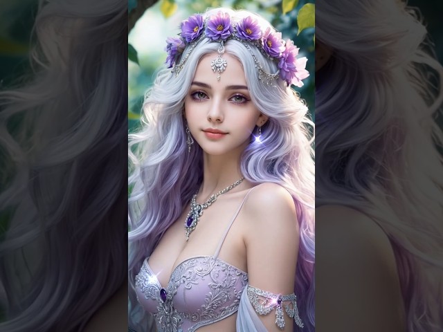 White-Haired Apsara ✨ | Sparkling Beauty, Mesmerizing Eyes & Glow #shorts #beautiful #cute