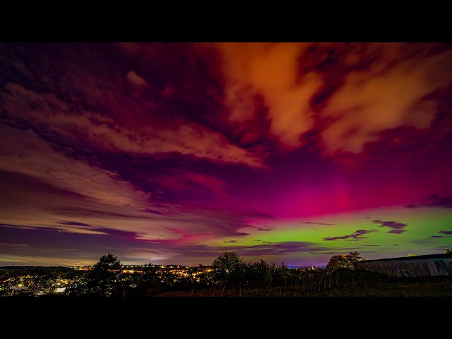 4k HDR Northern lights with clouds Germany 2024 Aurora Borealis