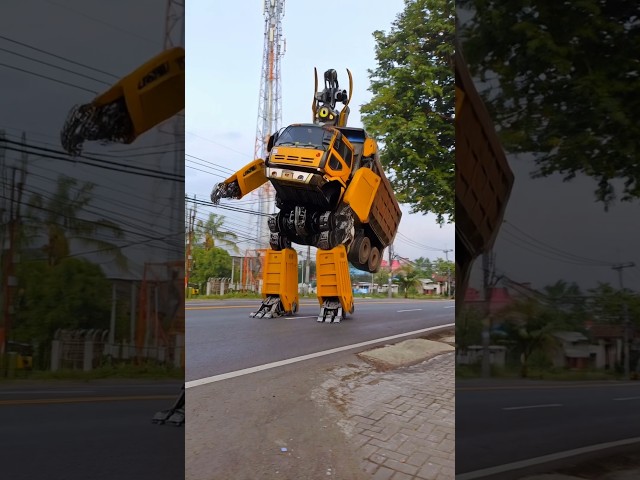 Dump truk oleng berubah bentuk menjadi robot