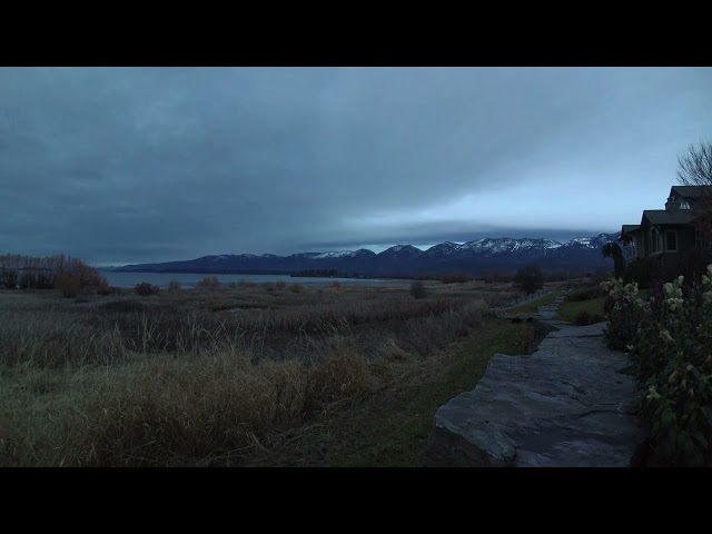 Sunset Timelapse across Flathead Lake, Polson, Montana with Swan and Mission Mountains in background