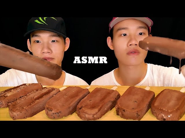 ASMR CHOCOLATE ICE CREAM BAR EATING SOUNDS | TANTAN Twins ASMR