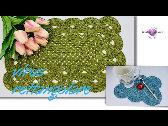 TUTORIAL PIASTRELLA RETTANGOLARE VIRUS /CENTRO TAVOLA VIRUS RETTANGOLARE #crochetvirus