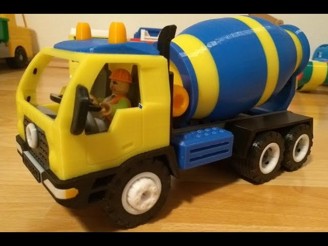 Fully 3D printed concrete mixer truck toy - assemble (play it at 2x speed...)