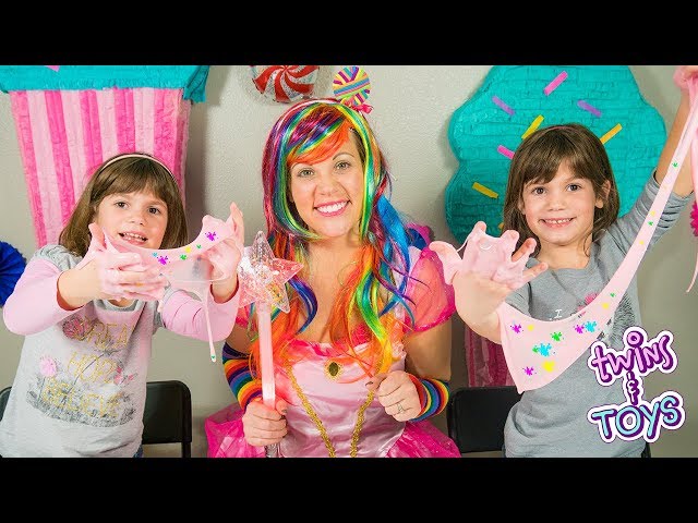 Twins KATE & LILLY make SLIME with Princess Lollipop!!