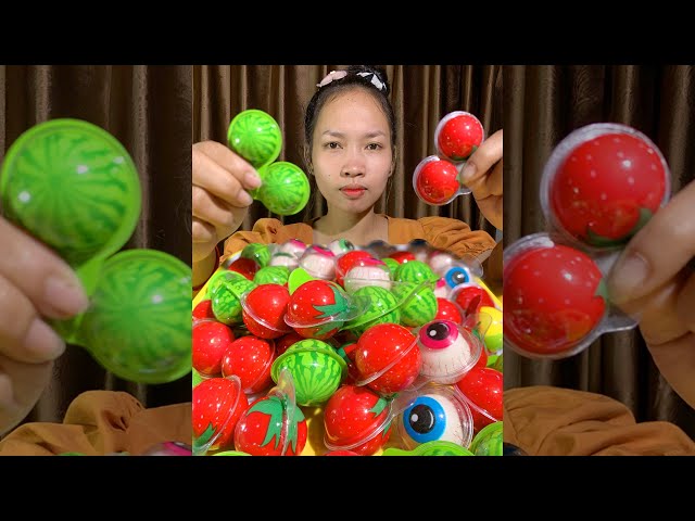 WATERMELON & STRAWBERRY JELLY CANDY ASMR FAST EATING MUKBANG SHOW NO TALKING