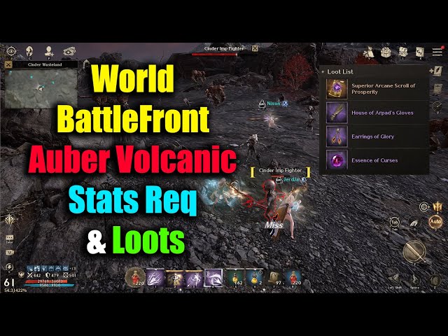 Night Crows World Battlefront Auber Volcanic Stats Req & Loots