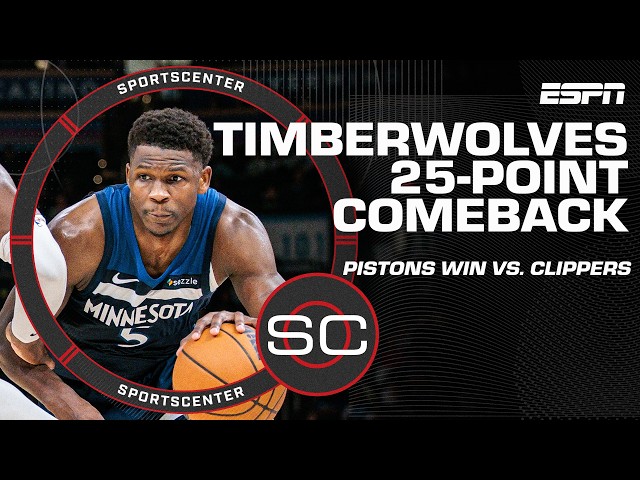 Timberwolves' 25-POINT COMEBACK vs. OKC, Pistons win again & Nikola Jokic shows out 🔥 | SportsCenter