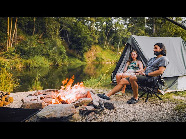 Couple Camping by the Riverside | Escape the Stress, Relax to the Sounds of Summer | ASMR