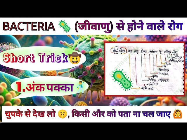 #जिवाणु (बैक्टीरिया) से होने वाले  प्रमुख रोग Trick #Bacterial Dieases #Shorts Trick🕺# Bacteria|bio🦠