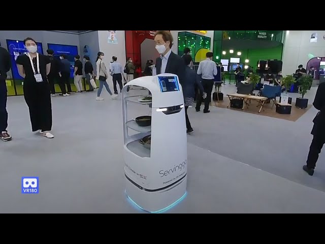 3D 180VR 4K Restaurant Food Serving Robot