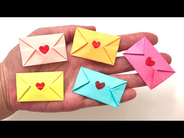 Easy Mini Paper Envelope Card - Sticky Note Origami Easy Heart Envelope - DIY Paper Craft ideas