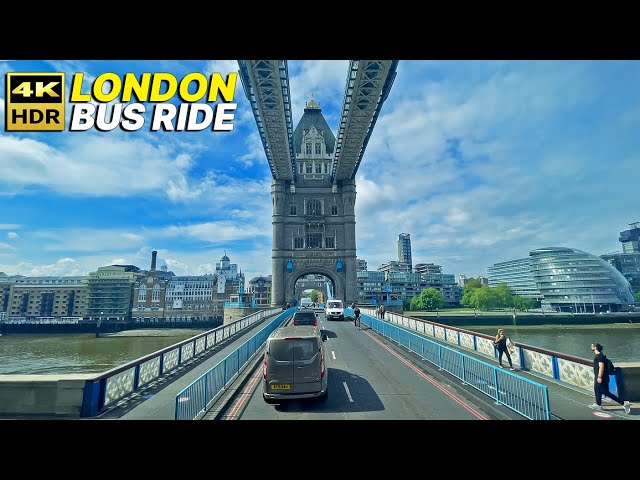 LONDON Bus Ride 🇬🇧 - Route 343 - Crossing the Tower Bridge, often mistaken as London Bridge 🌉