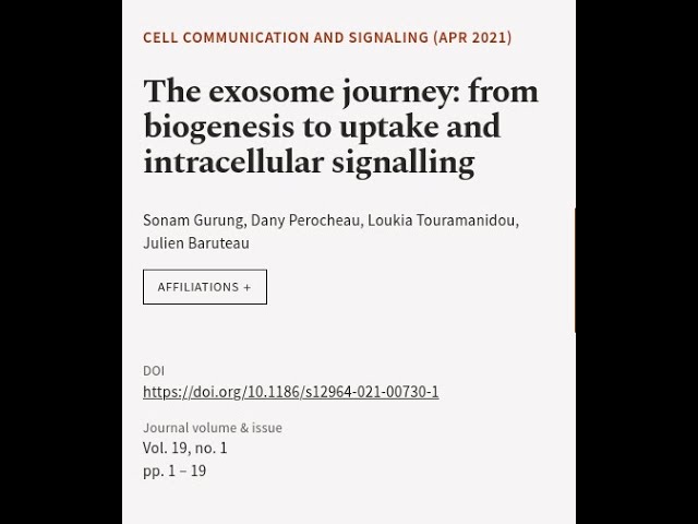 The exosome journey: from biogenesis to uptake and intracellular signalling | RTCL.TV