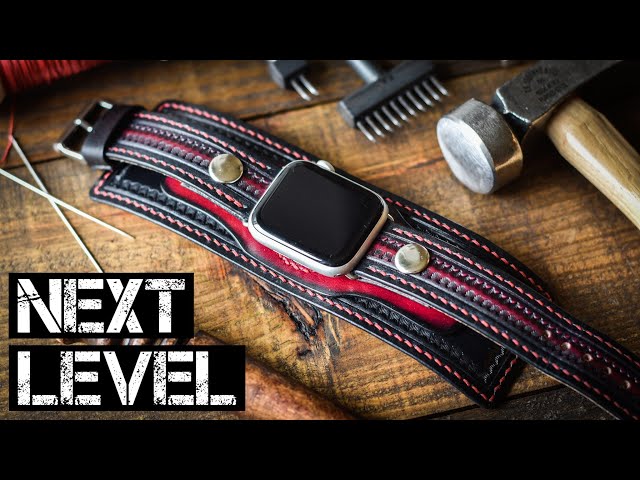 CUSTOM LEATHER WATCH CUFF - How To Make A Tooled Leather Watch Band - Leather Craft - Apple Watch