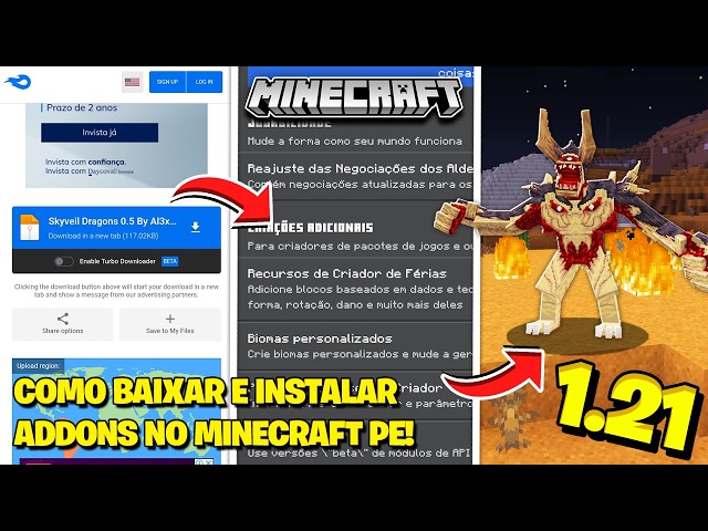 🔥Como BAIXAR e INSTALAR ADDONS no ANDROID e PC no MINECRAFT PE (BEDROCK) ! ft. @HeyTon