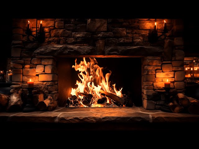 Rustic Fireplace 4K with Crackling Logs in a Cozy Ambience to Cure Insomnia and Stress (12 Hours)