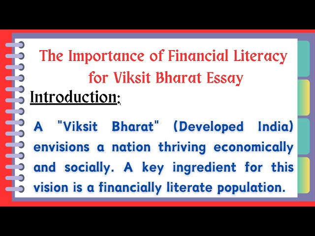 The Importance Of Financial Literacy For Viksit Bharat Essay In English | English Essay Writing