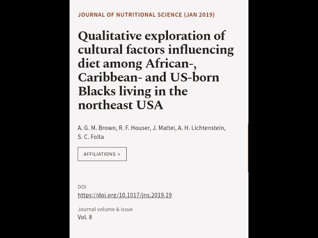 Qualitative exploration of cultural factors influencing diet among African-, Caribbea... | RTCL.TV