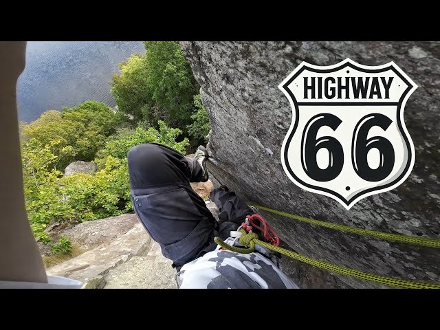 Nice, exposed arête: Highway 66 (5c), Aspen | POV Sport Climbing