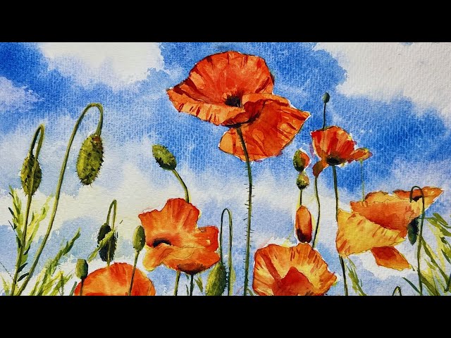 How To Paint Watercolour Poppies in Six Simple Steps