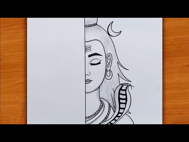 How to Draw Mahadev half face drawing | Mahadev drawing l Lord Shiva drawing | Mahashivratri drawing