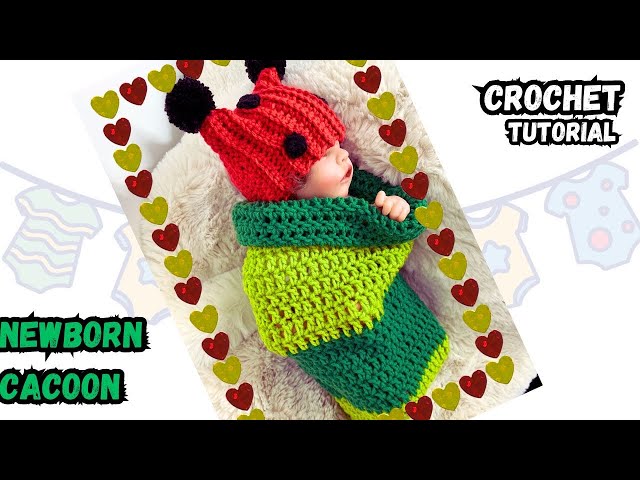 Crochet Baby Cocoon | Ladybug Caterpillar Newborn Hat | Cutest Photo Props