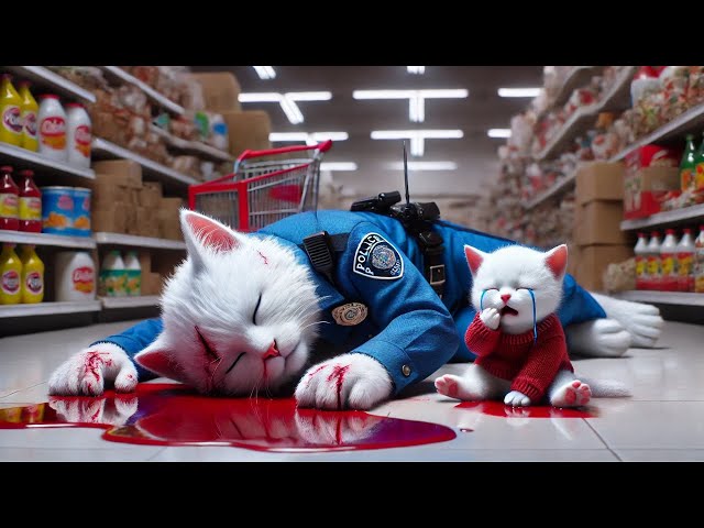 Brave Police Dad Cat - Kitten Revenge! #cat #cute #ai #catlover #catvideos #cutecat #aiimages #aicat