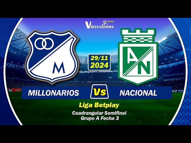 MILLONARIOS 🆚️ NACIONAL en Vivo | #LigaBetplay | Fútbol en vivo