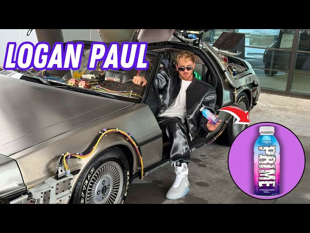 WOW! Logan Paul uses DeLorean for NEW Prime Hydration flavor Launch